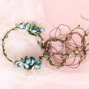 Headbands Boho Flower Headband Hair Wreath Floral Garland Crown Halo Headpiece with Ribbon Wedding Festival Party - U - CI18U...