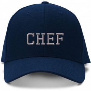 Baseball Caps Baseball Cap Silver Letters Chef Embroidery Dad Hats for Men & Women 1 Size - Navy - C411RQEKY3D $32.45