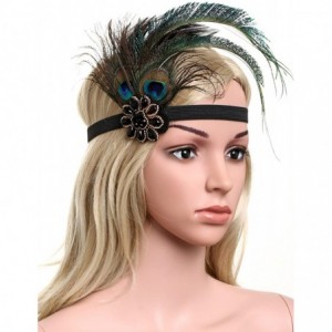 Headbands 1920s Flapper Peacock Feather Headband 20s Sequined Showgirl Headpiece - Style-3 - CR12LP66TUT $25.59