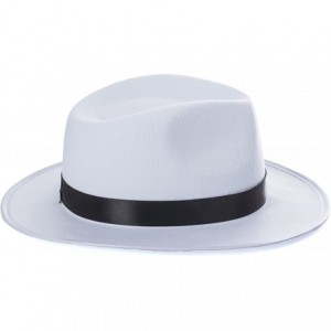 Fedoras Fedora Gangster Hat - Mobster Costume - Felt Hat & White Neck Tie - (2 Pc Set) Fedora Hat - CY183O05O48 $24.35