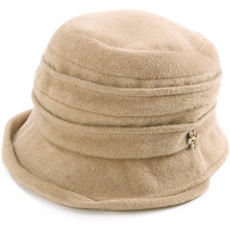Fedoras Womens Wool Blend Winter Bucket 1920s Vintage Derby Hat Fedora Round Fall Bowler 55-59cm - 89108-beige - CS18ZCQ9O9M ...