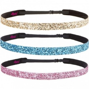 Headbands Girl's Adjustable Non Slip Skinny Bling Glitter Headband Multi Pack - Teal/Light Pink/Gold - CI11TOOQNDN $29.07