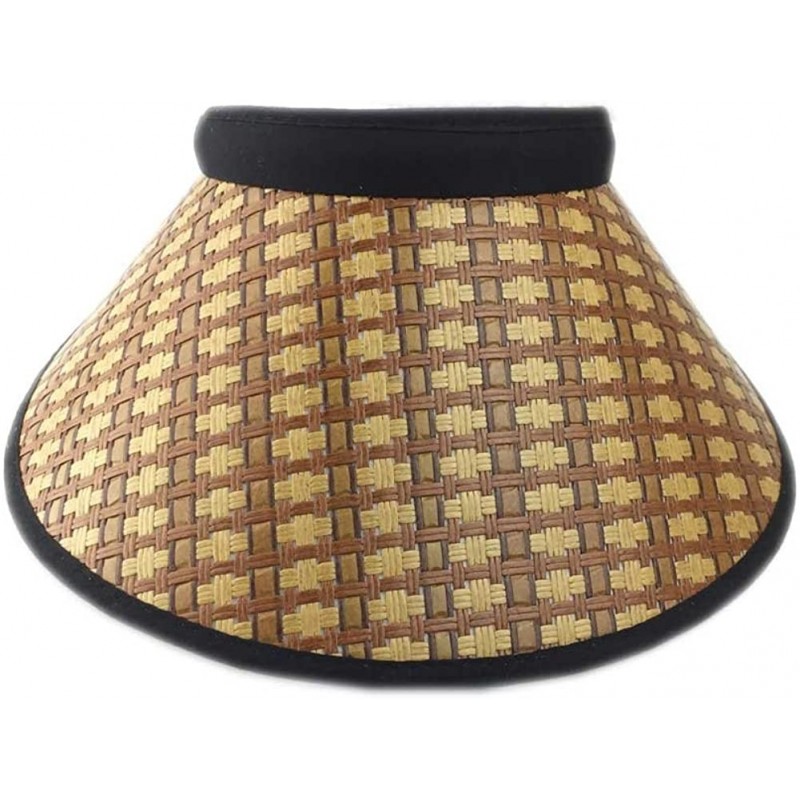 Sun Hats Push On Weave Straw Sun Visor Sun Hat Sun Protection Sport Outdoor - Brown - CL17AZ5EHUX $28.77