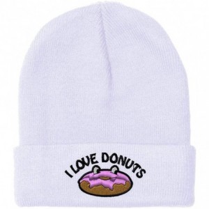 Skullies & Beanies Beanie for Men & Women I Love Donut Embroidery Acrylic Skull Cap Hat 1 Size - White - CP18ZDMYRA9 $23.60