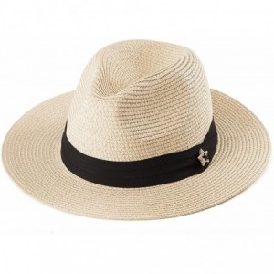 Sun Hats Straw Fedora Hats for Women - Summer Hat Womens Sun Hats Beach Hat Panama Sunhat - CB18CGSQT05 $32.28