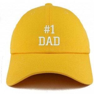 Baseball Caps Number 1 Dad Embroidered Low Profile Soft Cotton Dad Hat Cap - Gold - CK18D56QMHA $33.55