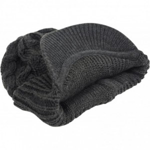 Skullies & Beanies Winter Newsboy Cable Knitted Visor Beanie Bill Winter Warm Hat - Charcoal - CF11PRX1AUF $19.62