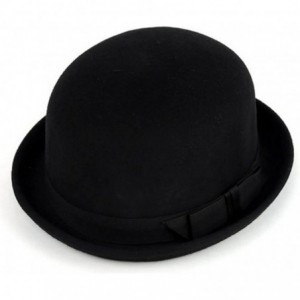 Fedoras Men's Wool Fedora Hat w/Ribbon Accent Around The Center BF8364 (M/L) Black - CN11Q0DP1NJ $49.76