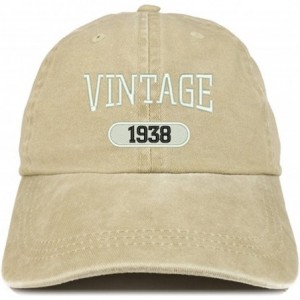 Baseball Caps Vintage 1938 Embroidered 82nd Birthday Soft Crown Washed Cotton Cap - Khaki - CD12JO1I3Z1 $33.86