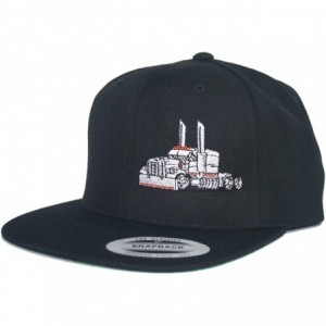 Baseball Caps Trucker Truck Hat Big Rig Cap Flat Bill Snapback - Black/White - C418UK599ZN $50.48