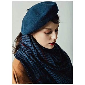 Berets Women Wool Beret Hat French Style Solid Color - Peacock Blue - C8194GAMQ52 $27.44