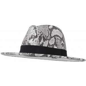 Fedoras Womens Wool Felt Snakeskin Fedora Hats Wide Brim Trilby Panama Hat with Band - White2 - CT1942KO2Y7 $22.33