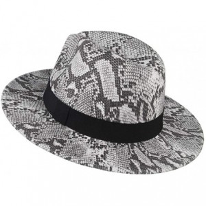 Fedoras Womens Wool Felt Snakeskin Fedora Hats Wide Brim Trilby Panama Hat with Band - White2 - CT1942KO2Y7 $20.84