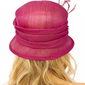 Bucket Hats Summer Fancy 1920s Flapper Sinamay Trio Floral Cloche Bucket Church Hat - Hot Pink - CK197GY4Y6Q $63.84