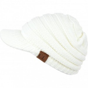 Visors Hatsandscarf Exclusives Women's Ribbed Knit Hat with Brim (YJ-131) - Ivory - CF12O0569EY $24.37