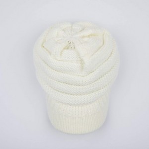 Visors Hatsandscarf Exclusives Women's Ribbed Knit Hat with Brim (YJ-131) - Ivory - CF12O0569EY $25.34