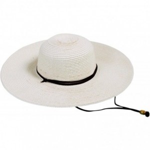 Sun Hats Womens Hat Wide Brim Sun Protective Straw Sun Hat w/Lanyard - Ivory - C7189ZR2H87 $38.32