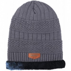 Skullies & Beanies Winter Beanie hat- Warm Knit Hat Thick Fleece Lined Winter Hat for Men Women - Grey - CY18XD7RGXO $18.17