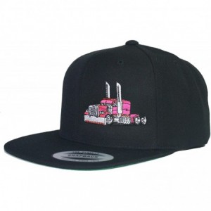 Baseball Caps Trucker Truck Hat Big Rig Cap Flat Bill Snapback - Black/Pink - CK18D8R47EE $57.16