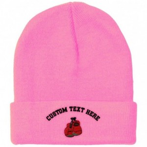 Skullies & Beanies Custom Beanie for Men & Women Boxing Gloves Embroidery Acrylic Skull Cap Hat - Soft Pink - CB18ZS3WG95 $26.97