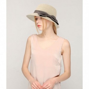 Sun Hats Women's Foldable/Packable Wide Brim Braided Straw Sunhat w/Large Decorative Bow - Mix Beige - CA18C3HLYO2 $29.59