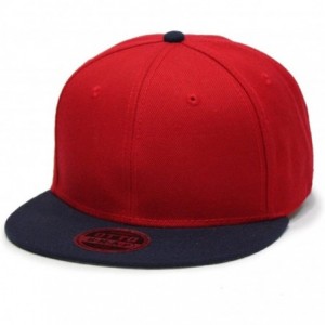 Baseball Caps Classic Plain Wool Blend Adjustable Flat Bill Snapback Hats Baseball Caps - Navy/Red - C2125LOULFF $29.94