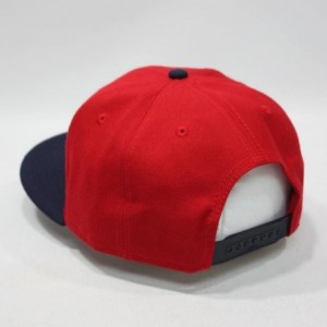 Baseball Caps Classic Plain Wool Blend Adjustable Flat Bill Snapback Hats Baseball Caps - Navy/Red - C2125LOULFF $26.11