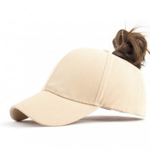 Baseball Caps High Ponytail Baseball Hat - Women Messy Bun Hat- Sun Protection Ponycaps Retro Cap - Khak - C518HATIXIW $29.43