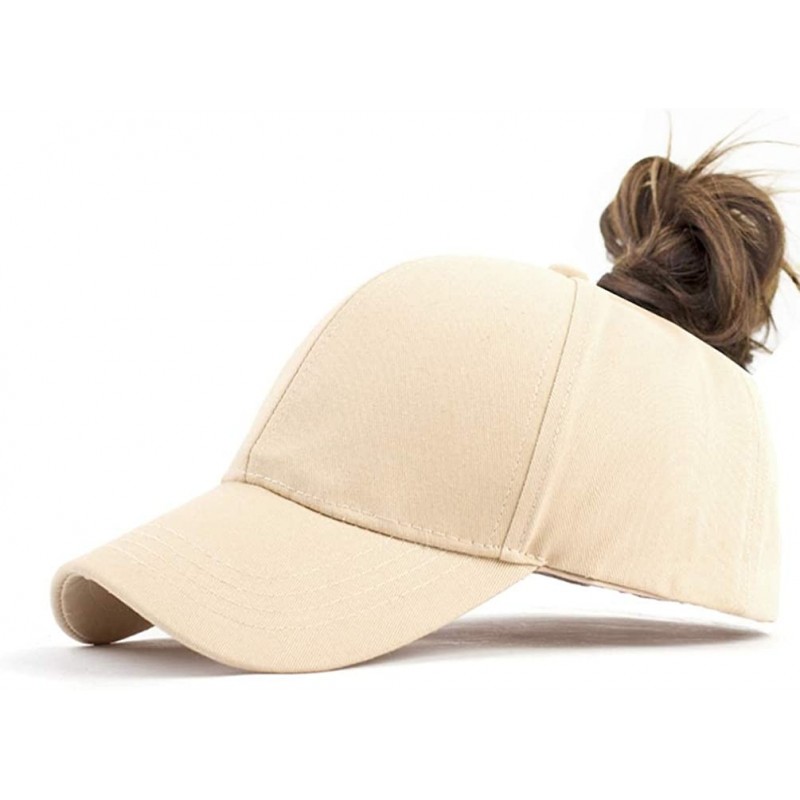 Baseball Caps High Ponytail Baseball Hat - Women Messy Bun Hat- Sun Protection Ponycaps Retro Cap - Khak - C518HATIXIW $26.63