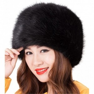 Skullies & Beanies Women's Warmth Furry Russian Winter Beanie Hat - Black - C5197X8RC0U $41.80