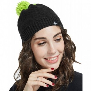 Skullies & Beanies Pom Pom Slouchy Beanie-Winter Mix Knit Ski Cap Skull Hat for Women & Men - Plain Style Green - CD186H0LZ4A...