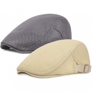 Newsboy Caps Men Breathable mesh Summer hat Newsboy Beret Ivy Cap Cabbie Flat Cap - A-gray/Beige - C3182Y7QX4L $40.20