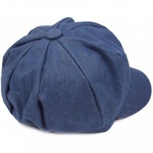 Newsboy Caps Womens Visor Beret Newsboy Hat Washed Denim Cabbie Cap - Dark Blue - CY1859G380U $29.60
