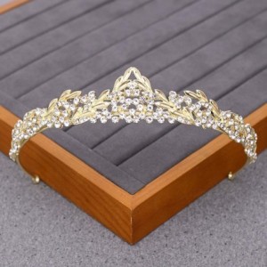 Headbands Luxurious Bridal Crowns And Tiaras Gold Tiara Crystal Rhinestone Wedding Crown-Light Gold17 - Light Gold17 - C71920...