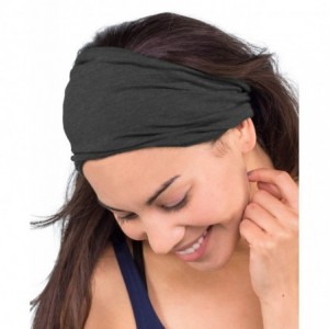 Headbands Soul Flower Women's Boho Headband- Organic Cotton Stretchy Wide Half Bandeau Accessory- Made in the USA (Black) - C...