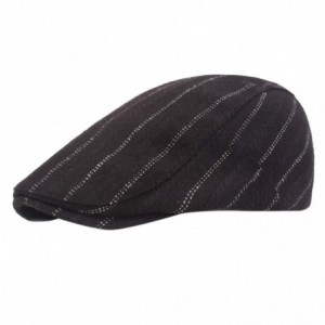 Newsboy Caps Men's Classic Herringbone Tweed Cotton Flat Cap Soft Lined Driving Hat - Black - CL18A0DOYOS $18.00