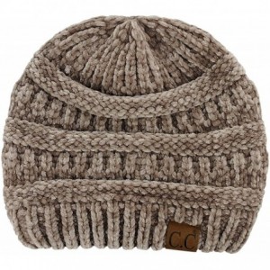 Skullies & Beanies Women's Chenille Soft Warm Thick Knit Beanie Cap Hat - Taupe - CB18IQHC06H $28.65