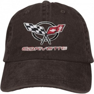 Baseball Caps Unisex Adjustable Retro Cowboy Hat Corvette Logo Stylish Baseball Cap - Embroidery Khaki - C21999ERTKA $26.53