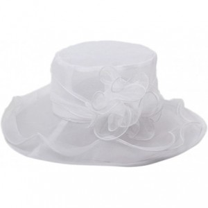 Sun Hats Women's Colorful Organza Flower Brim Kentucky Derby Hat - White - CL12GT8709H $26.11