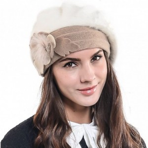 Berets Lady French Beret Wool Beret Chic Beanie Winter Hat Jf-br022 - Br022-cream Angora - CI128KOIOQB $26.69