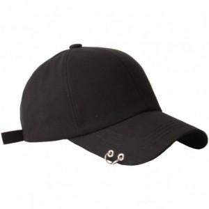 Baseball Caps Cotton Empty Silver Ring Piercing Rock Metal Ball Cap Baseball Hat Truckers - Black - CI12MZZ67RZ $51.44