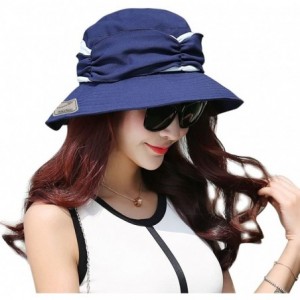 Sun Hats Women Wide Brim Bucket Boonie Sun Hat Cord Fishing Cap UPF50+ Mosquito Head Net - Navy - CQ12I4JSASD $36.67