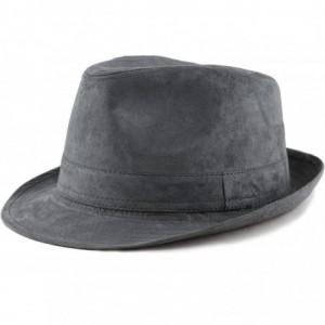 Fedoras Faux Suede Wool Blend Trilby Fedora Hats - Dark Grey - CC18774TN8S $29.08