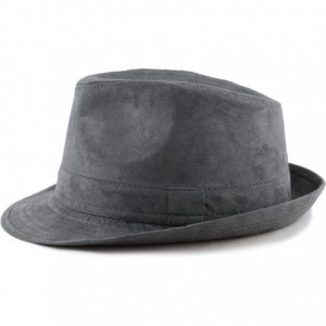 Fedoras Faux Suede Wool Blend Trilby Fedora Hats - Dark Grey - CC18774TN8S $32.72