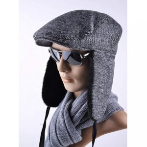 Newsboy Caps Winter Warm Mans Bomber Hats Ear Flaps Beret Hat Casual Folded Peaked Caps - Gray - CH193X26953 $42.96