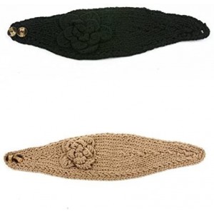 Headbands Women's Headband Neck/Ear Warmer Hand Made Black 812HB - 2 Pcs Black & Beige - CJ122N41U1P $46.21