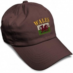 Baseball Caps Soft Baseball Cap Wales Flag Embroidery Dad Hats for Men & Women Buckle Closure - Brown - CA18YSUY29C $27.98