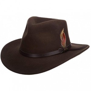 Fedoras Classico Men's Crushable Felt Outback Hat - Olive - CL112HKN901 $107.65