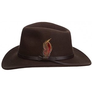 Fedoras Classico Men's Crushable Felt Outback Hat - Olive - CL112HKN901 $90.72