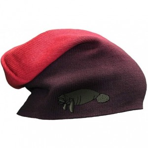 Skullies & Beanies Custom Slouchy Beanie Manatee Embroidery Cotton Skull Cap Hats for Men & Women - Red - CT12ESMOSDR $33.10